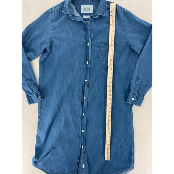 Grayson Chambray Denim Button Up Shirt Dress Blue Jean Midi Long Sleeve L - Picture 5 of 7